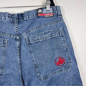 Vintage 90s JNCO Denim Jean Long Shorts Skater Jorts Y2k Baggy Size 38 Wide Leg